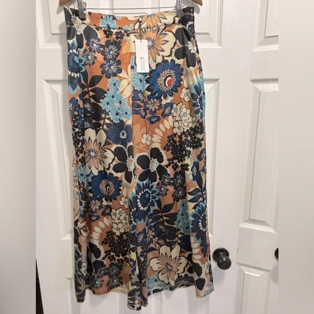 NWT Molly Bracken Floral Wide Leg Pants in Riviera Camel Size Large NEW - Picture 6 of 13